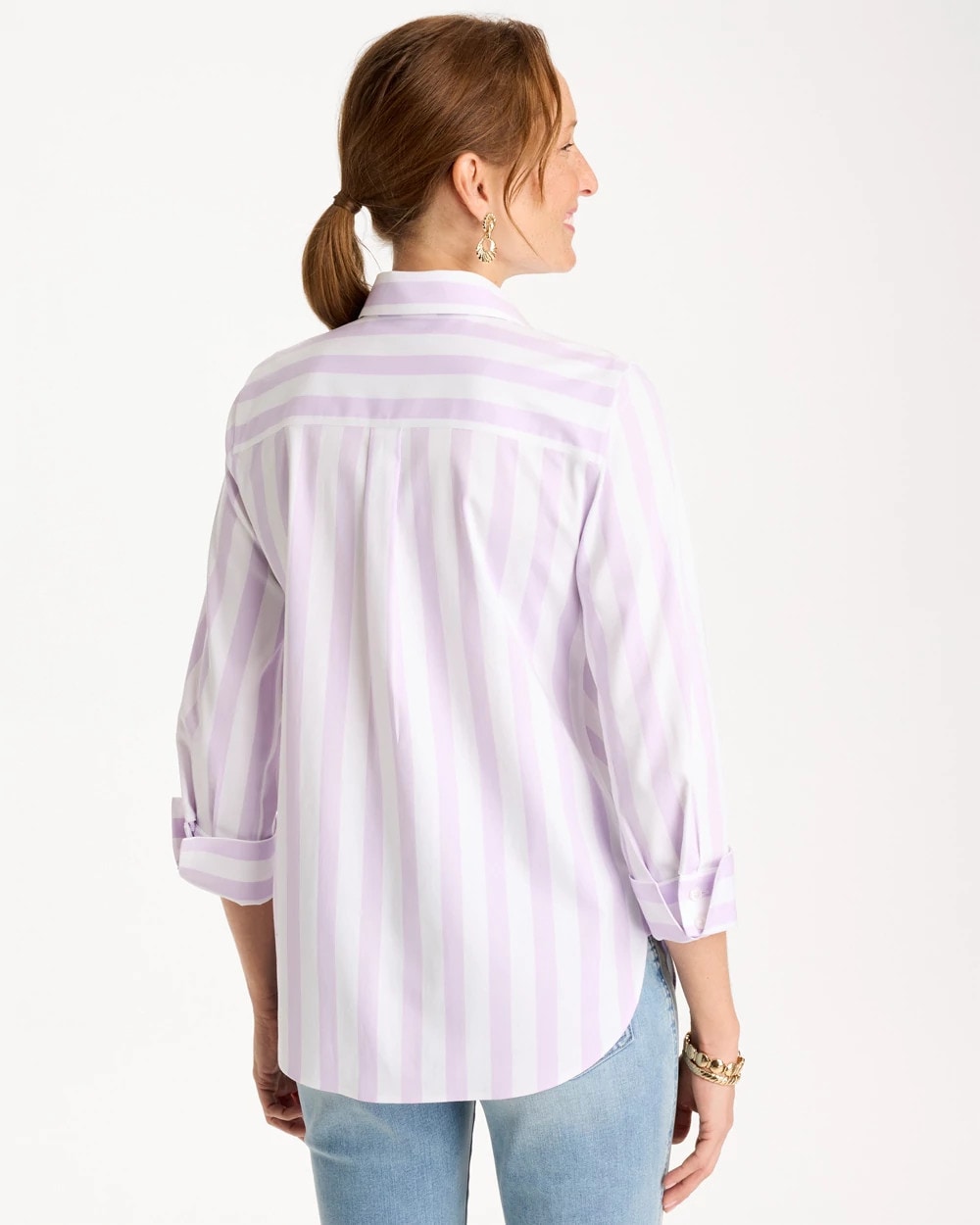 Chico's Discount Orchid Mist No Iron™ Stretch Striped Shirt