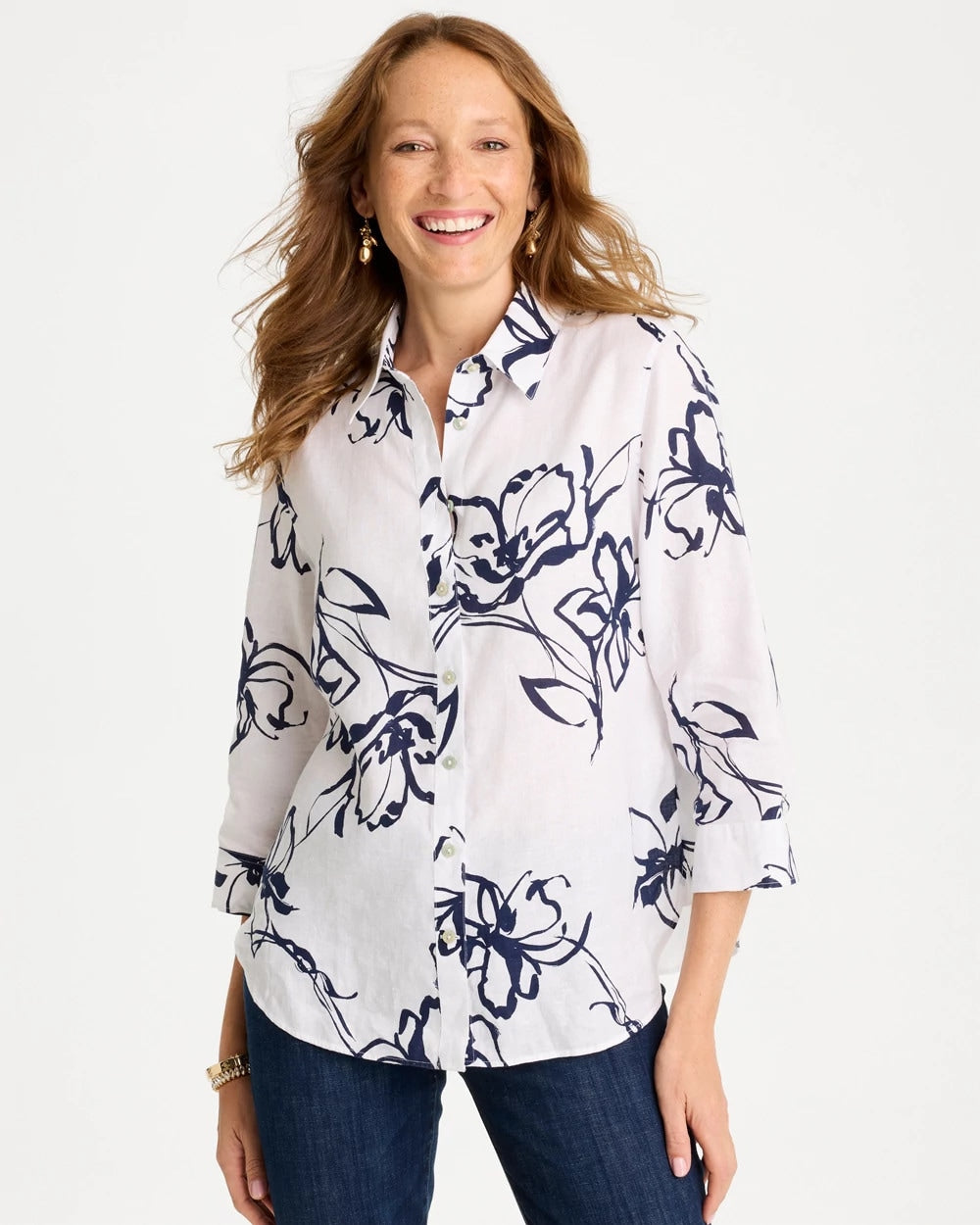 Chico's Sale Passport Blue No Iron™ Linen Amalfi Shirt