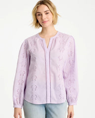 Chico's Outlet Orchid Mist Embroidered Top