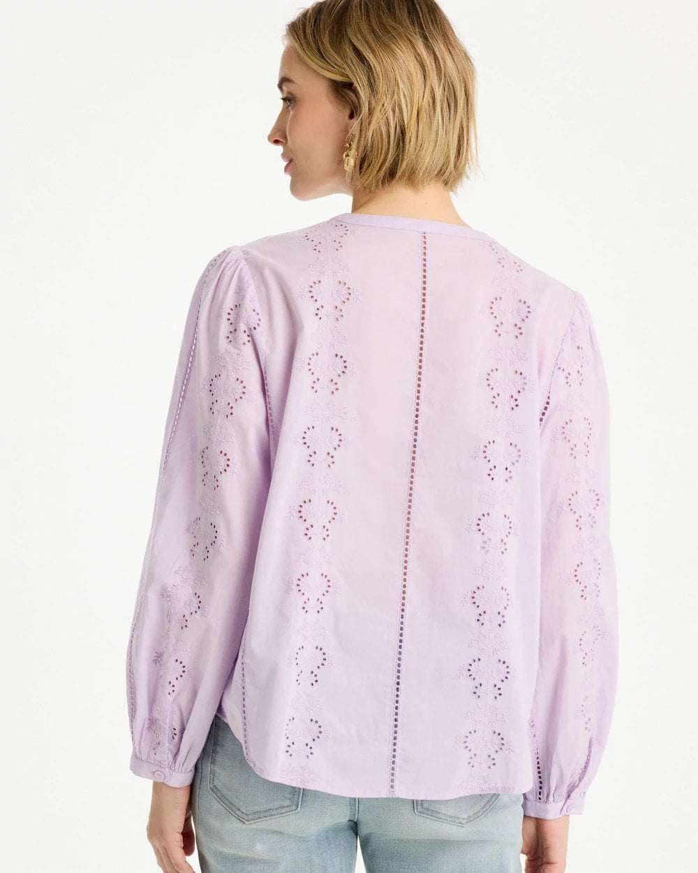 Chico's Outlet Orchid Mist Embroidered Top