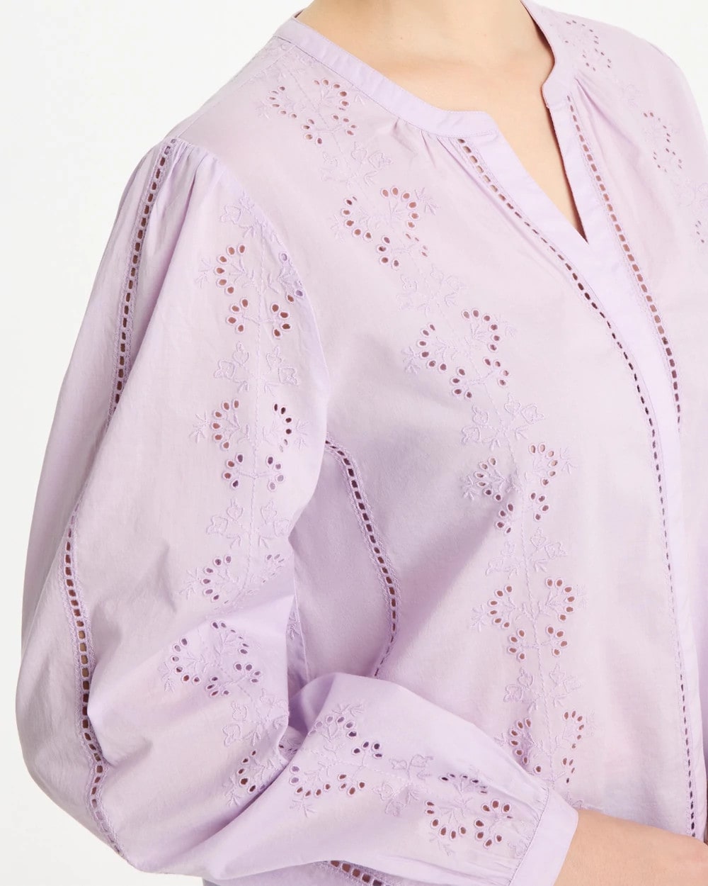 Chico's Outlet Orchid Mist Embroidered Top