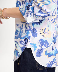 Chico's On Sale Amparo Blue No Iron™ Stretch Paisley Shirt