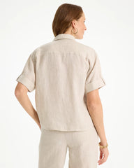 Chico's For Sale Oatmeal Linen Camp Collared Shirt