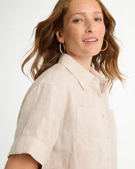 Chico's For Sale Oatmeal Linen Camp Collared Shirt