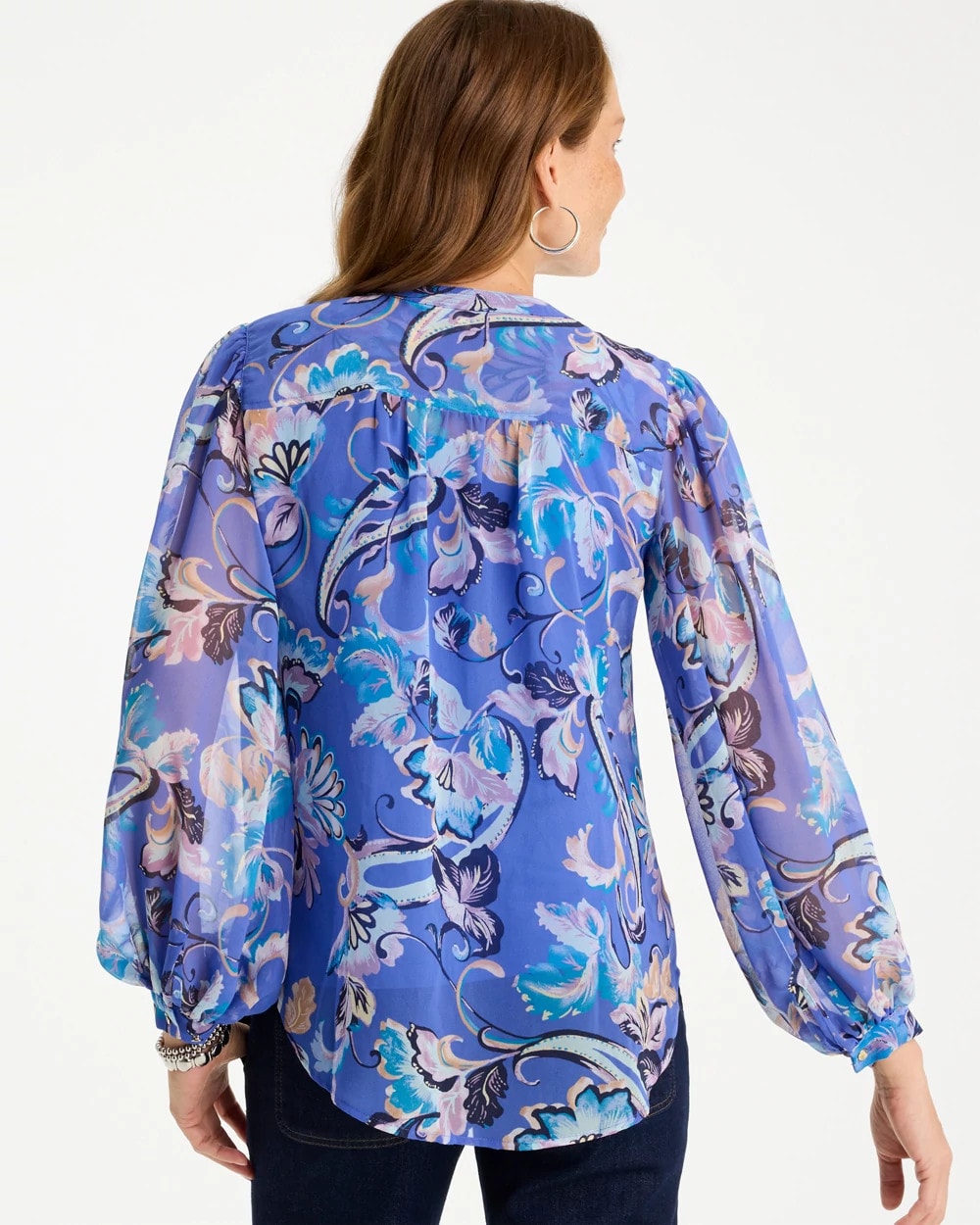 Chico's Online Amparo Blue Georgette Paisley Blouse