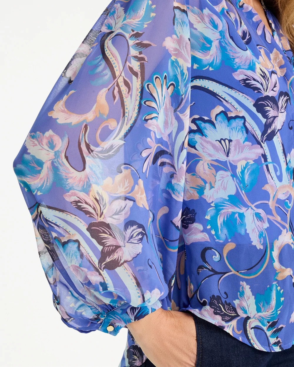 Chico's Online Amparo Blue Georgette Paisley Blouse