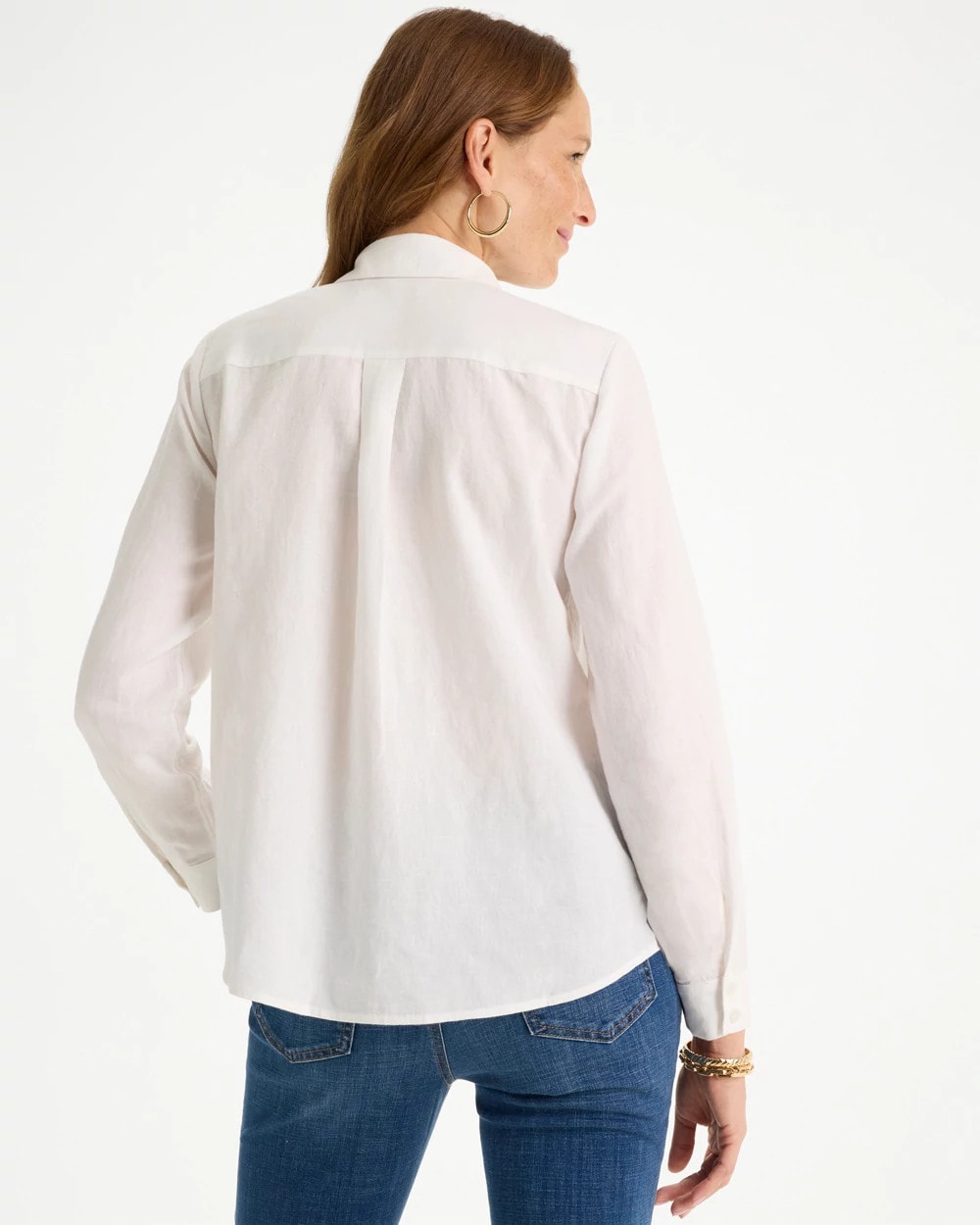 Chico's Sale Alabaster Linen Flower Embellished Blouse