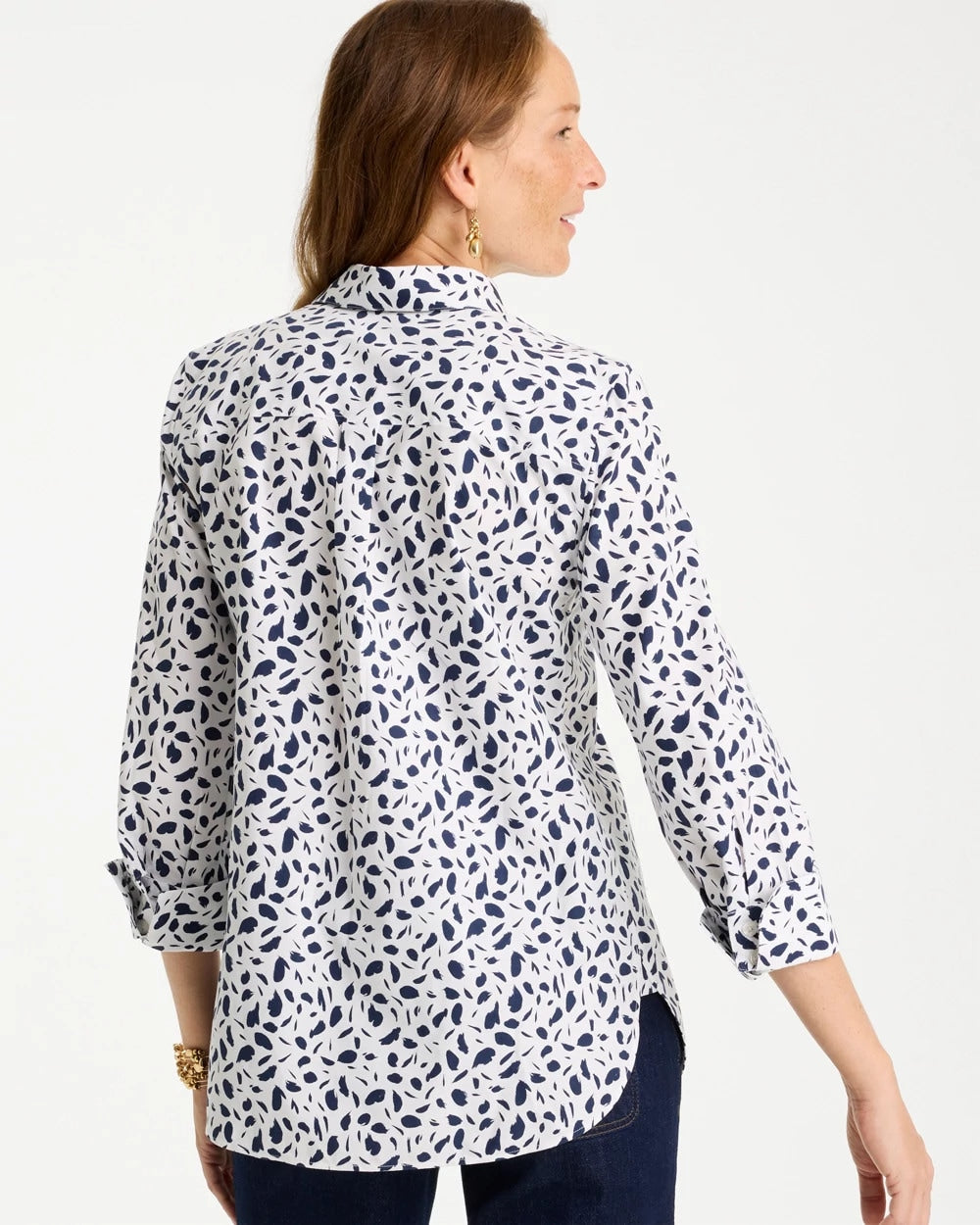 Chico's Discount Optic White No Iron™ Stretch Printed Shirt