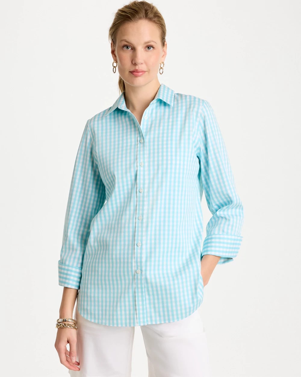 Chico's Outlet Bondi Blue No Iron™ Stretch Gingham Shirt