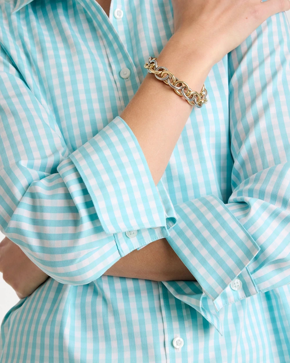 Chico's Outlet Bondi Blue No Iron™ Stretch Gingham Shirt
