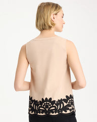 Chico's On Sale Tan Bisque Applique Embellished Sleeveless Top