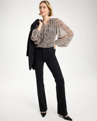 Chico's For Sale Black Georgette Printed Squares Blouse