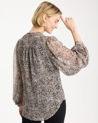 Chico's For Sale Black Georgette Printed Squares Blouse