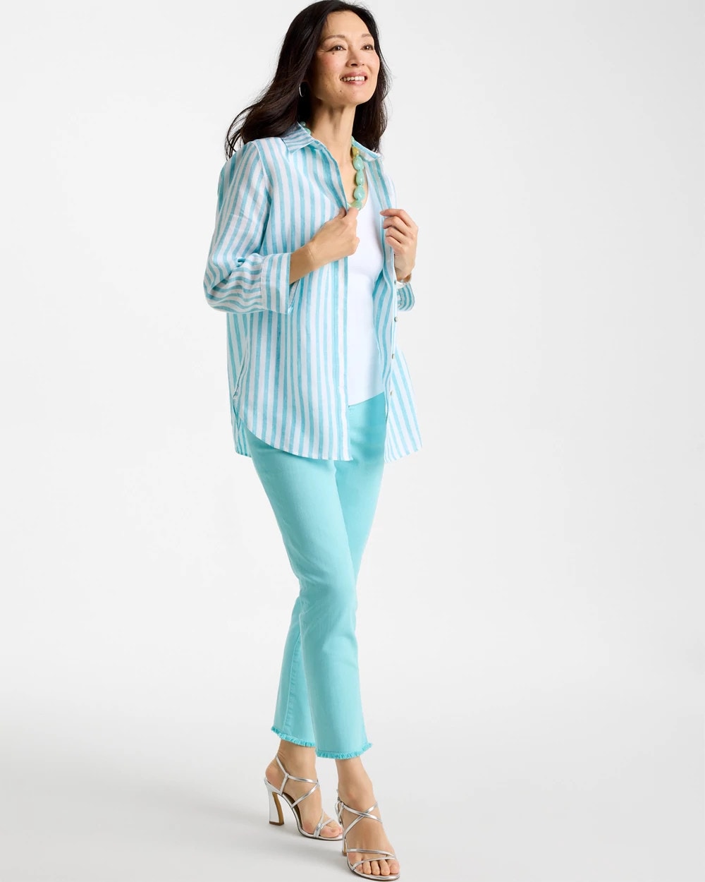 Chico's Online Oceano No Iron™ Linen Striped Shirt