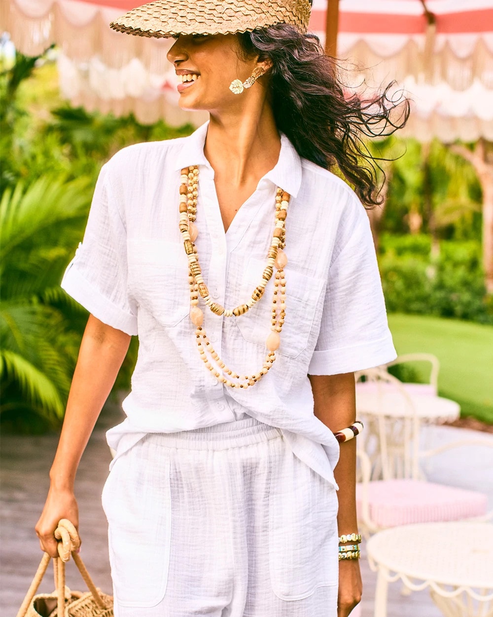 Chico's Discount Alabaster Cotton Gauze Camp Shirt