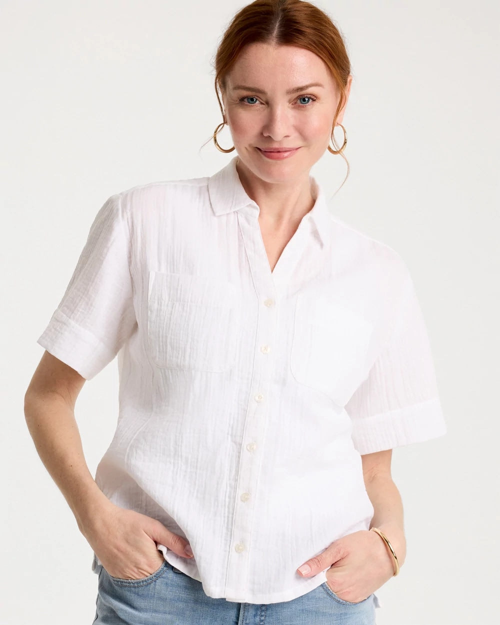 Chico's Discount Alabaster Cotton Gauze Camp Shirt