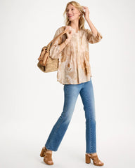 Chico's Sale Sandstone Cotton-Blend Pintuck Tunic