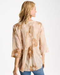 Chico's Sale Sandstone Cotton-Blend Pintuck Tunic