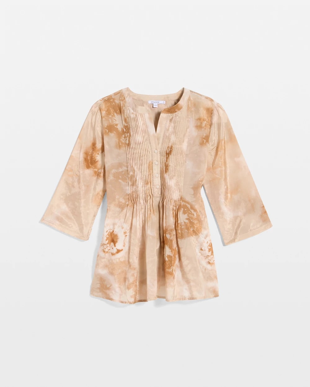 Chico's Sale Sandstone Cotton-Blend Pintuck Tunic
