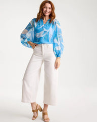 Chico's Sale Blue Tide Georgette Printed Blouse
