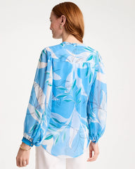 Chico's Sale Blue Tide Georgette Printed Blouse