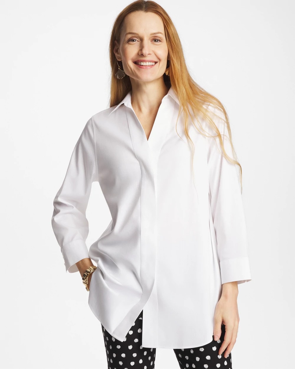 Chico's Outlet Optic White No Iron™ Stretch Splitneck Tunic