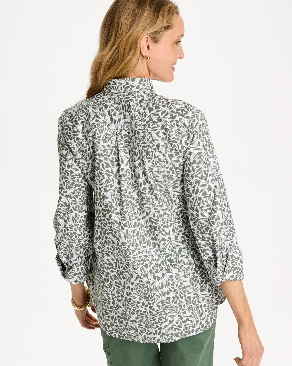 Chico's Online Kelp Forest Printed No Iron Stretch Shirt
