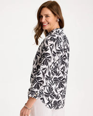 Chico's For Sale Black No Iron™ Linen Palm Shirt