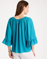 Chico's Discount Lagoon Blue Georgette Swing Blouse