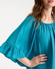 Chico's Discount Lagoon Blue Georgette Swing Blouse