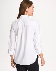 Chico's Sale Optic White Placed Print No Iron Stretch Shirt