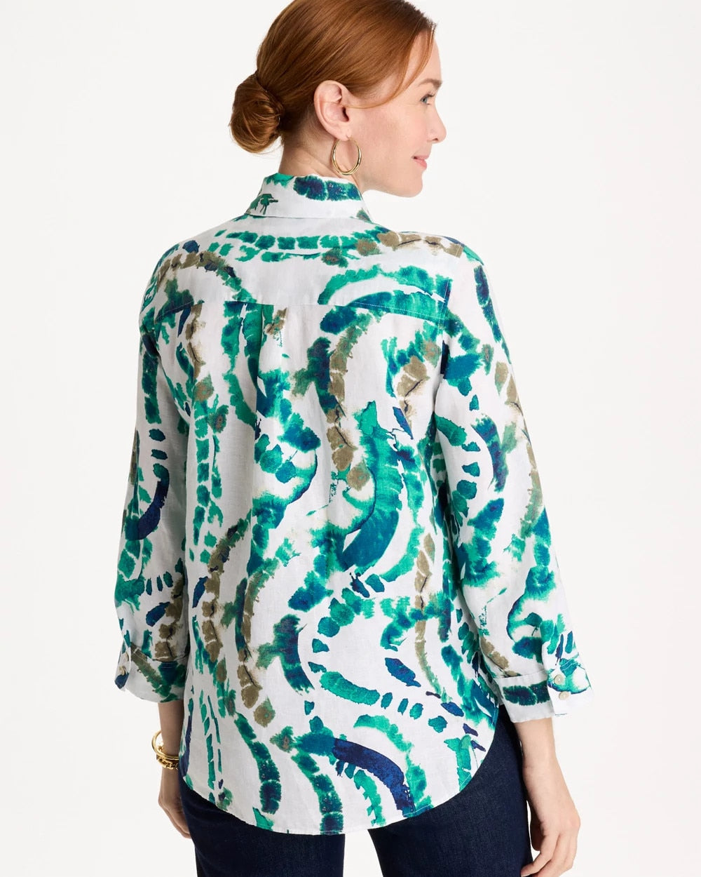 Chico's On Sale Passport Blue No Iron™ Athena Dye Linen Shirt