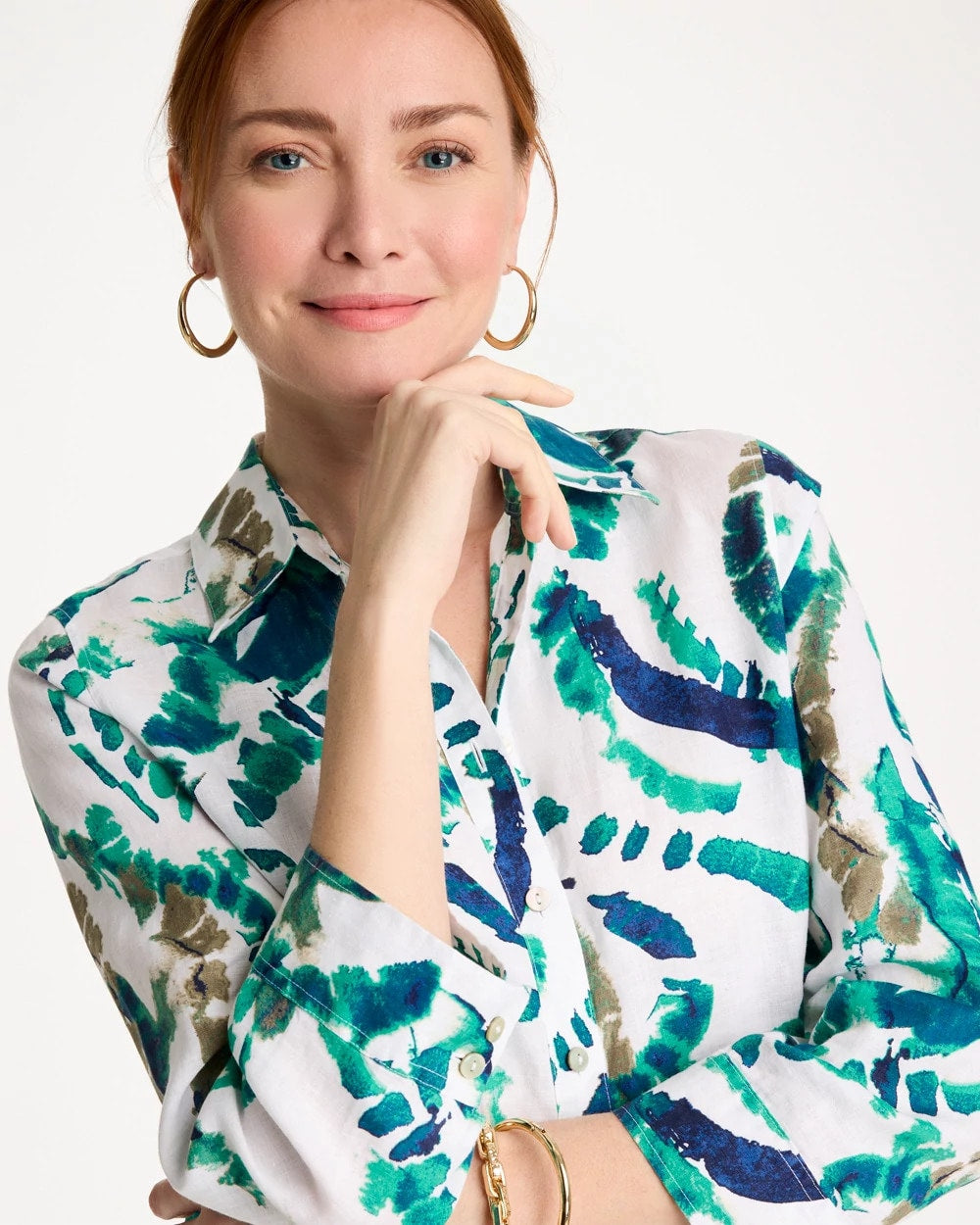 Chico's On Sale Passport Blue No Iron™ Athena Dye Linen Shirt