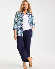 Chico's Online Passport Blue Palm No Iron Stretch Shirt