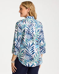 Chico's Online Passport Blue Palm No Iron Stretch Shirt