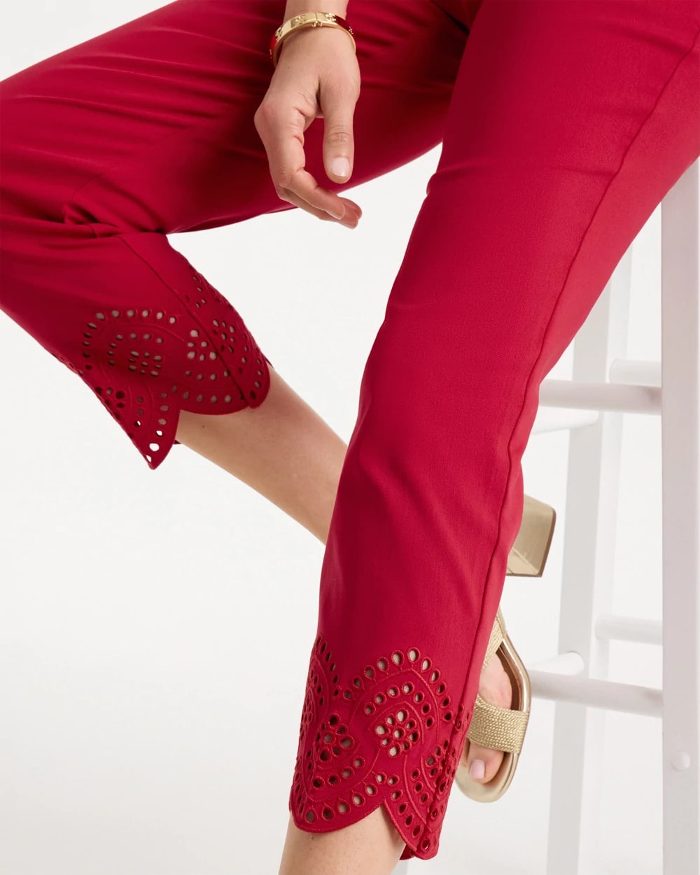 Chico's Sale Cherry Lush Petite Brigitte™ Slim Scalloped Ankle Pants