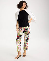 Chico's Outlet Black Tropical Nights Brigitte™ Straight Crop Pant