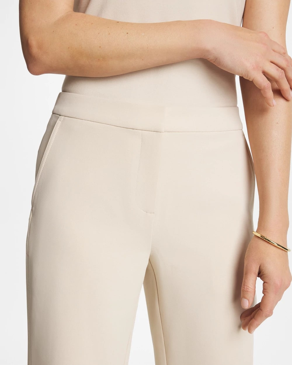 Chico's On Sale Pale Sand Textured Straight Tapered Ankle Pants