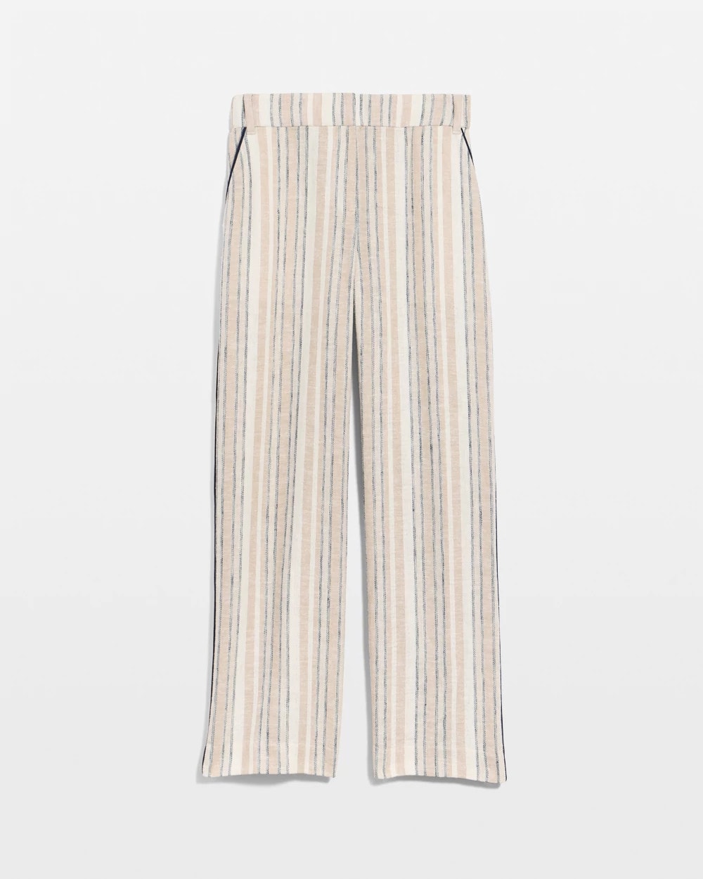 Chico's Outlet Neutral Striped Piped Linen Fly Front Pants