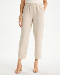 Chico's For Sale Oatmeal Linen Straight Tapered Ankle Pants