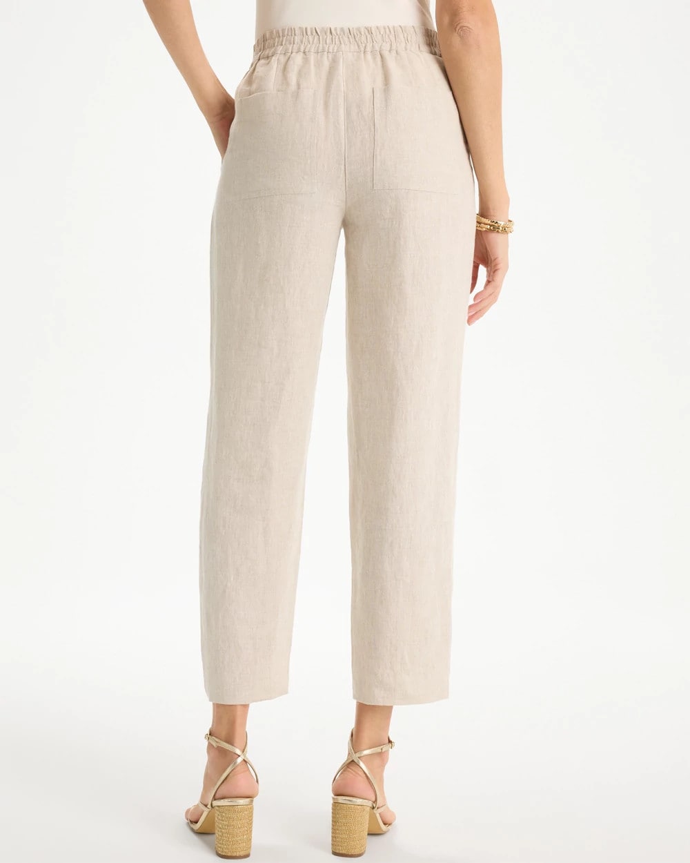 Chico's For Sale Oatmeal Linen Straight Tapered Ankle Pants