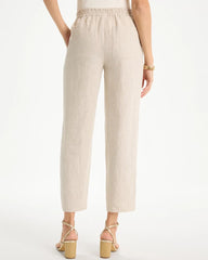 Chico's For Sale Oatmeal Linen Straight Tapered Ankle Pants
