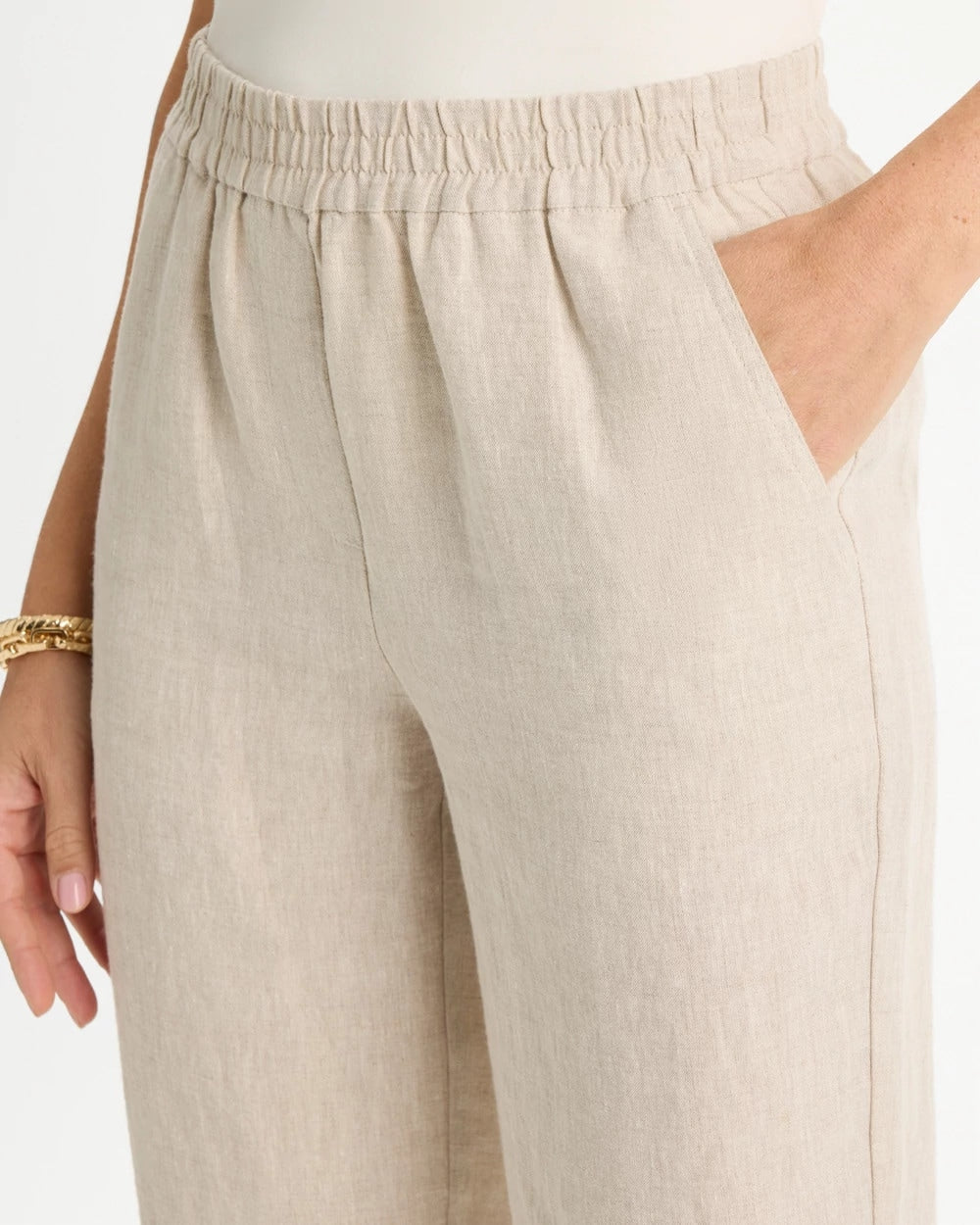 Chico's For Sale Oatmeal Linen Straight Tapered Ankle Pants