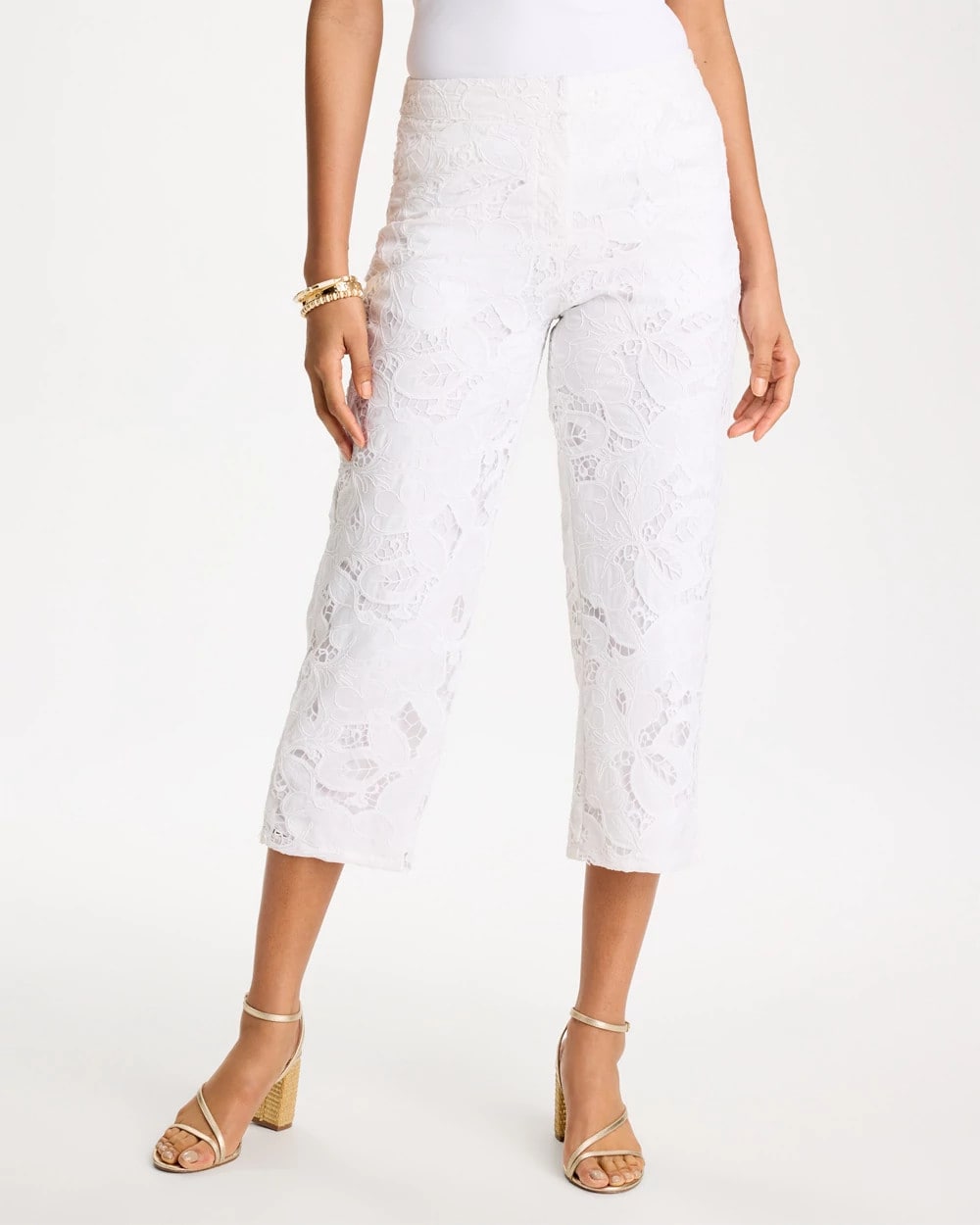 Chico's Sale Alabaster Lace Cropped Pants