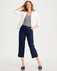Chico's Online Passport Blue Linen Fly Front Pants
