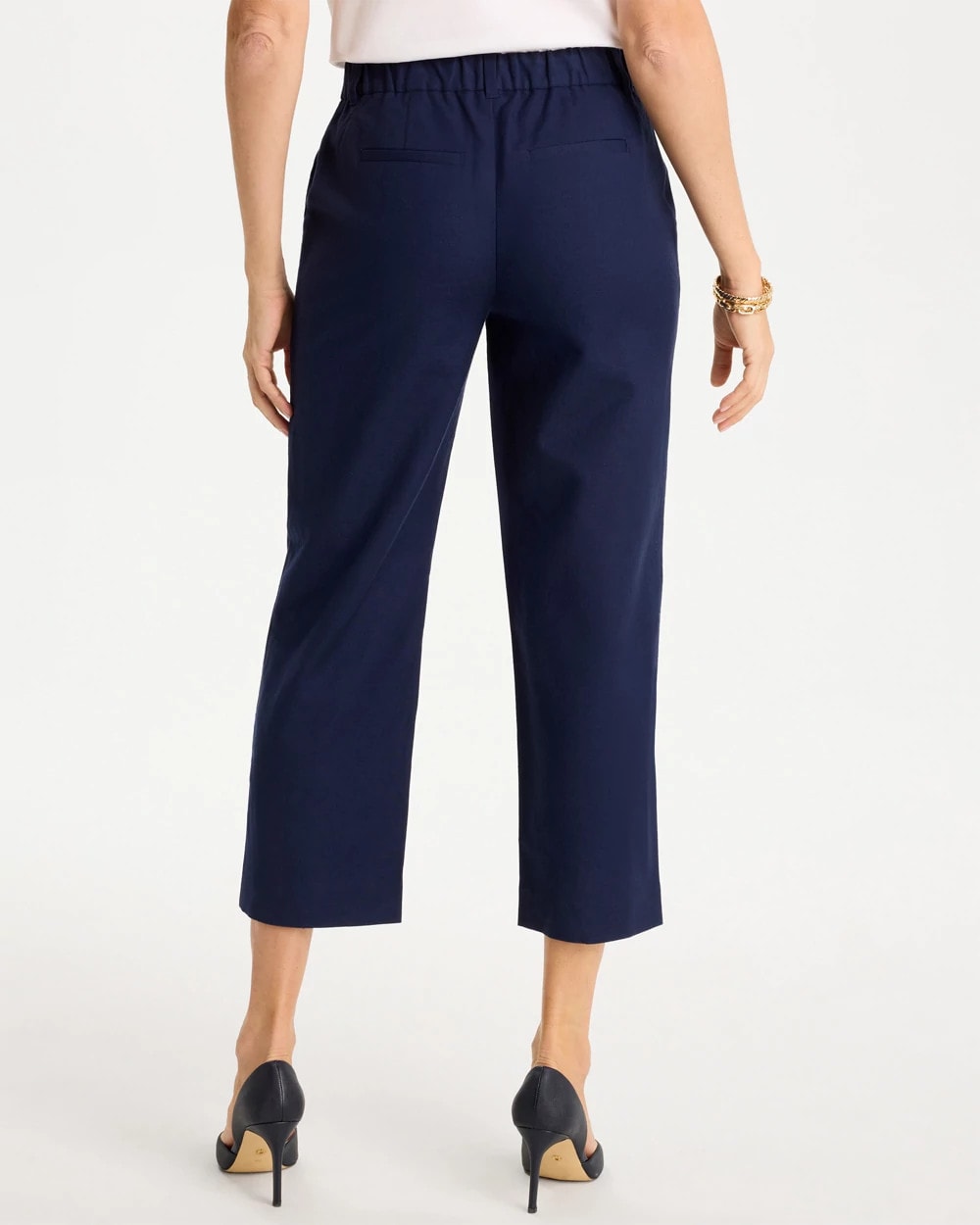 Chico's Discount Passport Blue Embroidered Linen Fly Front Pants