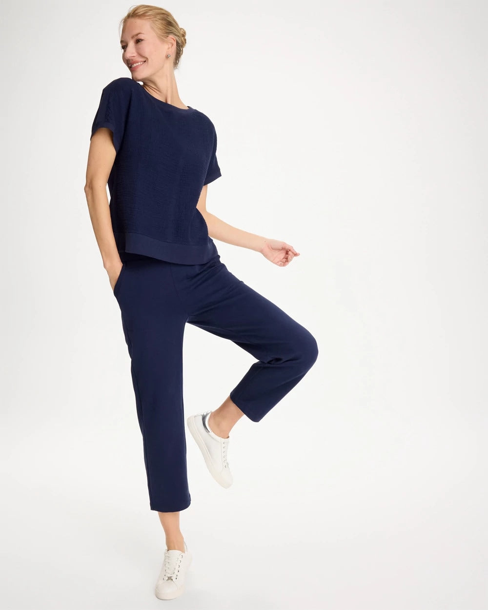 Chico's Sale Passport Blue Zenergy® French Terry Cropped Pants