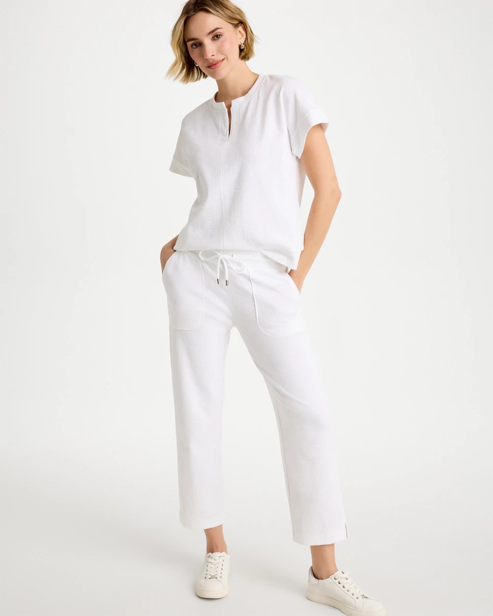 Chico's Outlet Alabaster Zenergy® Crosshatch Knit Cropped Pants