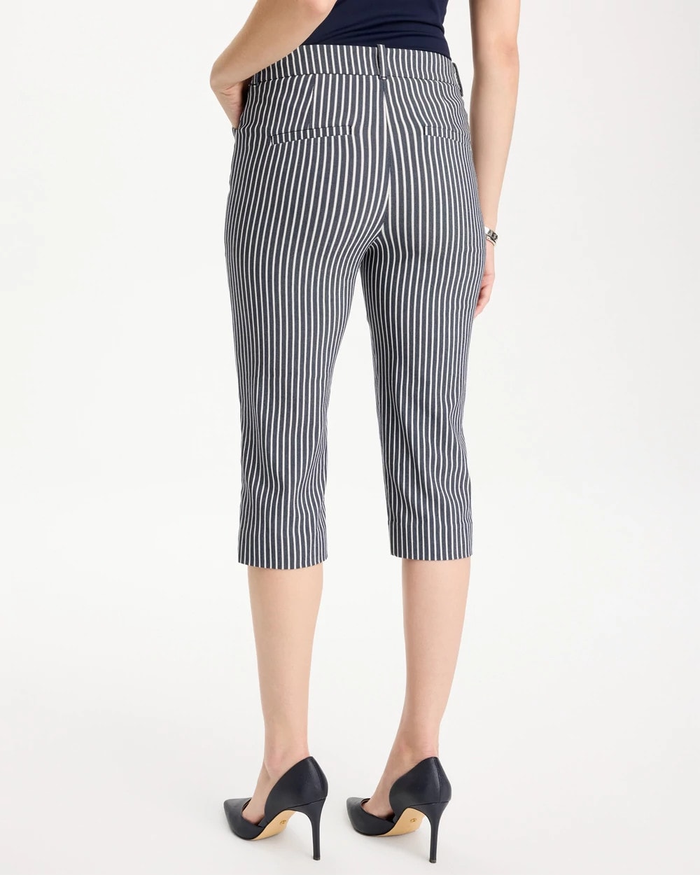 Chico's Online Indigo Emme Slim Striped Capri Pants