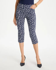 Chico's Discount Passport Blue Brigitte™ Slim Printed Pull-On Capri Pant